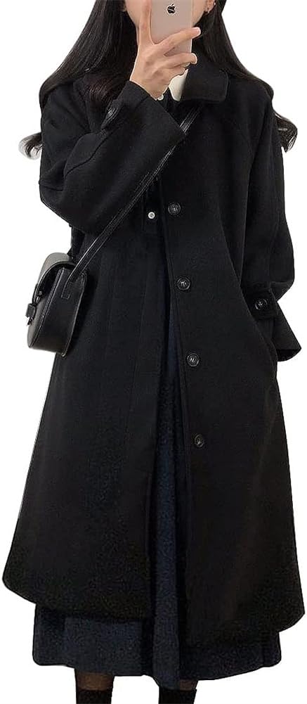 [eleitchtee] LHT チェスターコート レディース 冬 大きいサイズ ロング丈 ゆったり 厚手 シンプル 黒 体型カバー オシャレ お出かけ (ブ Amazon | [eleitchtee] LHT チェスターコート レディース 冬 大きい